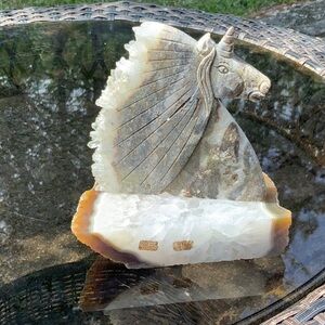 Quartz Crystal cluster Hand Carved Unicorn